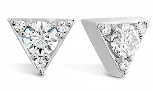 Pair of triangular diamond studs by Hearts On Fire