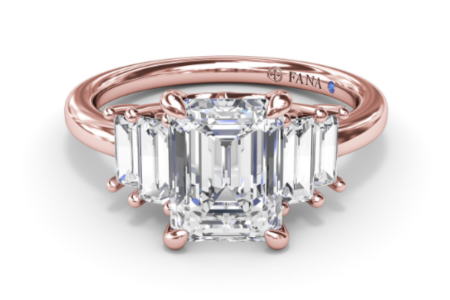 A simple yet stunning Fana three stone engagement ring with emerald cut diamonds from the Bold and Beautiful collection, available at Long Jewelers.