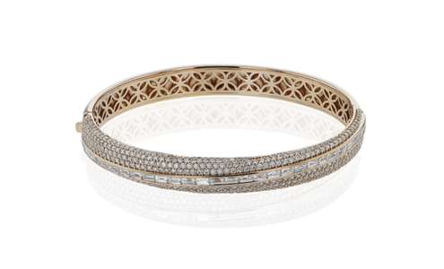 An ornate Simon G bangle, available at Long Jewelers.