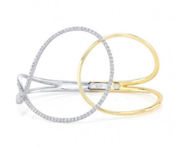 a two-tone abstract bangle bracelet from Kattan.